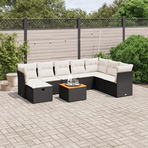 Maison exclusive - salon de jardin 9 pcs avec coussins noir résine tressée