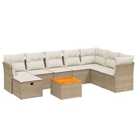 Maison exclusive - salon de jardin avec coussins 9 pcs beige résine tressée