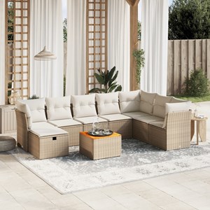 Maison exclusive - salon de jardin avec coussins 9 pcs beige résine tressée