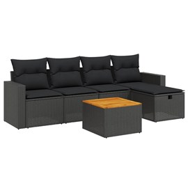 Maison exclusive - salon de jardin 6 pcs avec coussins noir résine tressée