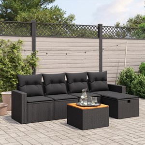 Maison exclusive - salon de jardin 6 pcs avec coussins noir résine tressée