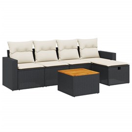 Maison exclusive - salon de jardin 6 pcs avec coussins noir résine tressée