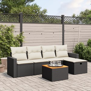 Maison exclusive - salon de jardin 6 pcs avec coussins noir résine tressée