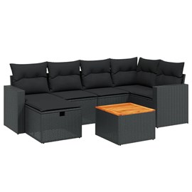 Maison exclusive - salon de jardin 7 pcs avec coussins noir résine tressée