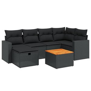 Maison exclusive - salon de jardin 7 pcs avec coussins noir résine tressée