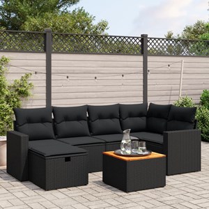 Maison exclusive - salon de jardin 7 pcs avec coussins noir résine tressée