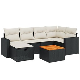 Maison exclusive - salon de jardin 7 pcs avec coussins noir résine tressée