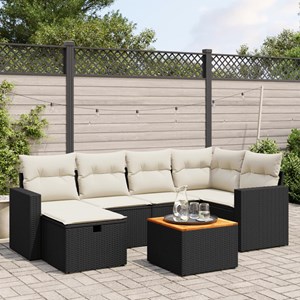 Maison exclusive - salon de jardin 7 pcs avec coussins noir résine tressée