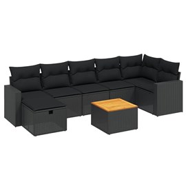 Maison exclusive - salon de jardin 8 pcs avec coussins noir résine tressée