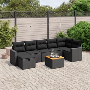 Maison exclusive - salon de jardin 8 pcs avec coussins noir résine tressée