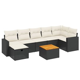 Maison exclusive - salon de jardin 8 pcs avec coussins noir résine tressée