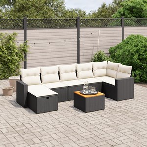 Maison exclusive - salon de jardin 8 pcs avec coussins noir résine tressée