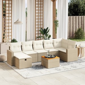 Maison exclusive - salon de jardin avec coussins 8 pcs beige résine tressée