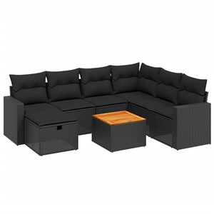 Maison exclusive - salon de jardin 8 pcs avec coussins noir résine tressée