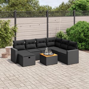 Maison exclusive - salon de jardin 8 pcs avec coussins noir résine tressée
