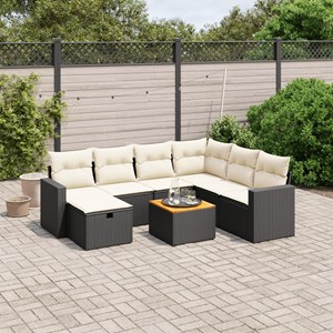 Maison exclusive - salon de jardin 8 pcs avec coussins noir résine tressée