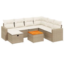 Maison exclusive - salon de jardin avec coussins 8 pcs beige résine tressée