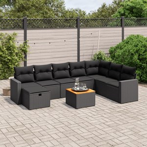 Maison exclusive - salon de jardin 9 pcs avec coussins noir résine tressée