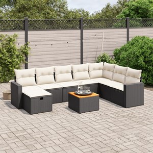 Maison exclusive - salon de jardin 9 pcs avec coussins noir résine tressée