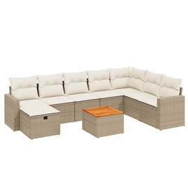 Maison exclusive - salon de jardin avec coussins 9 pcs beige résine tressée