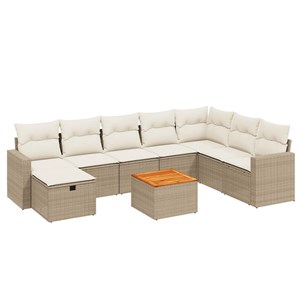 Maison exclusive - salon de jardin avec coussins 9 pcs beige résine tressée