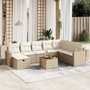 Maison exclusive - salon de jardin avec coussins 9 pcs beige résine tressée