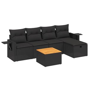 Maison exclusive - salon de jardin 6 pcs avec coussins noir résine tressée