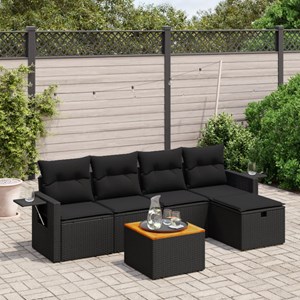 Maison exclusive - salon de jardin 6 pcs avec coussins noir résine tressée