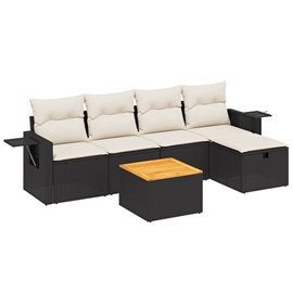 Maison exclusive - salon de jardin 6 pcs avec coussins noir résine tressée