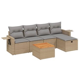 Maison exclusive - salon de jardin avec coussins 6pcs mélange beige résine tress