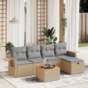 Maison exclusive - salon de jardin avec coussins 6pcs mélange beige résine tress