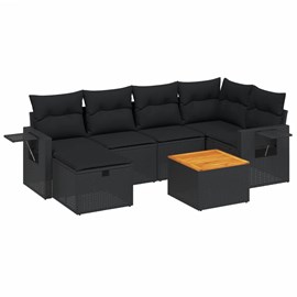 Maison exclusive - salon de jardin 7 pcs avec coussins noir résine tressée
