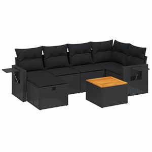 Maison exclusive - salon de jardin 7 pcs avec coussins noir résine tressée