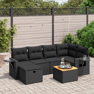 Maison exclusive - salon de jardin 7 pcs avec coussins noir résine tressée