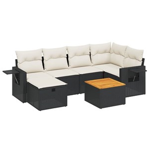 Maison exclusive - salon de jardin 7 pcs avec coussins noir résine tressée