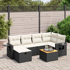 Maison exclusive - salon de jardin 7 pcs avec coussins noir résine tressée