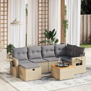 Maison exclusive - salon de jardin avec coussins 7pcs mélange beige résine tress