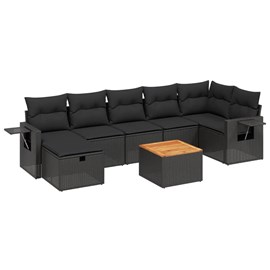Maison exclusive - salon de jardin 8 pcs avec coussins noir résine tressée