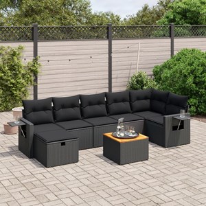 Maison exclusive - salon de jardin 8 pcs avec coussins noir résine tressée
