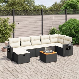 Maison exclusive - salon de jardin 8 pcs avec coussins noir résine tressée