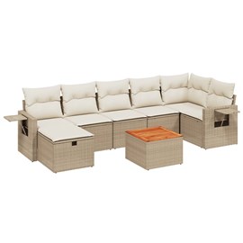 Maison exclusive - salon de jardin avec coussins 8 pcs beige résine tressée