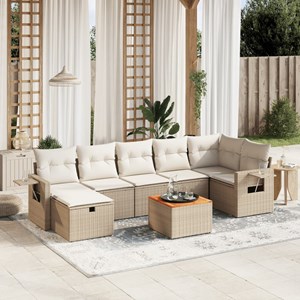 Maison exclusive - salon de jardin avec coussins 8 pcs beige résine tressée