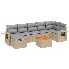 Maison exclusive - salon de jardin avec coussins 8pcs mélange beige résine tress