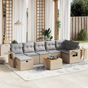 Maison exclusive - salon de jardin avec coussins 8pcs mélange beige résine tress