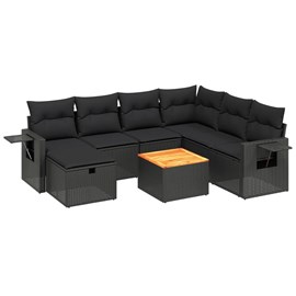 Maison exclusive - salon de jardin 8 pcs avec coussins noir résine tressée