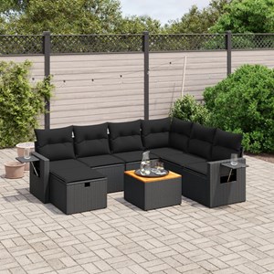 Maison exclusive - salon de jardin 8 pcs avec coussins noir résine tressée