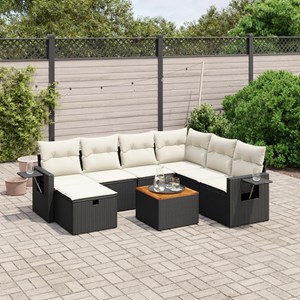 Maison exclusive - salon de jardin 8 pcs avec coussins noir résine tressée