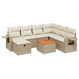 Maison exclusive - salon de jardin avec coussins 8 pcs beige résine tressée