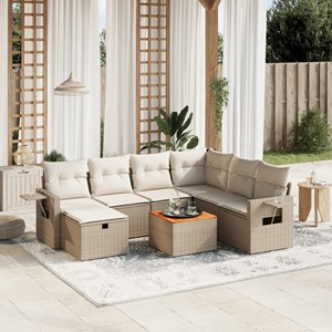 Maison exclusive - salon de jardin avec coussins 8 pcs beige résine tressée