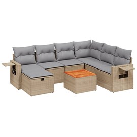 Maison exclusive - salon de jardin avec coussins 8pcs mélange beige résine tress